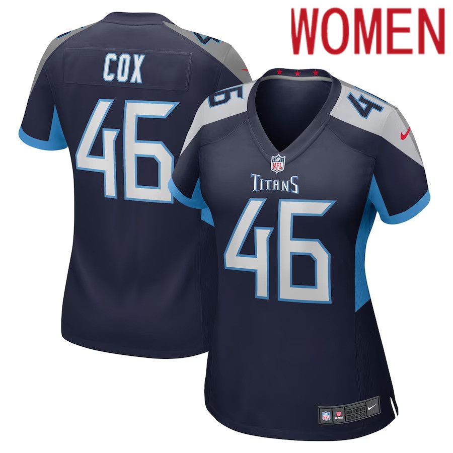 Women Tennessee Titans #46 Morgan Cox Nike Navy Game NFL Jersey->women nfl jersey->Women Jersey